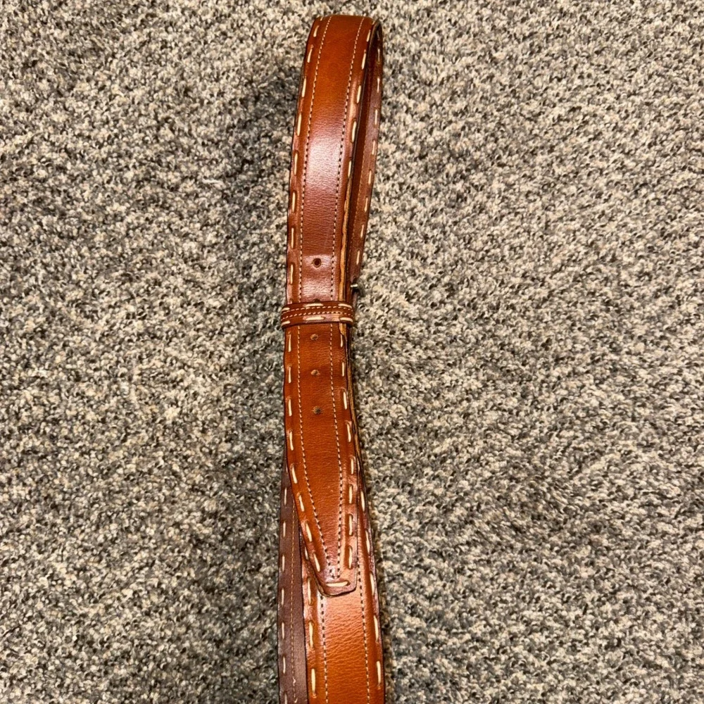 Size 50 Handmade Italian Leather Belt Saddle Brown Whipstitch 40 Made in Italy